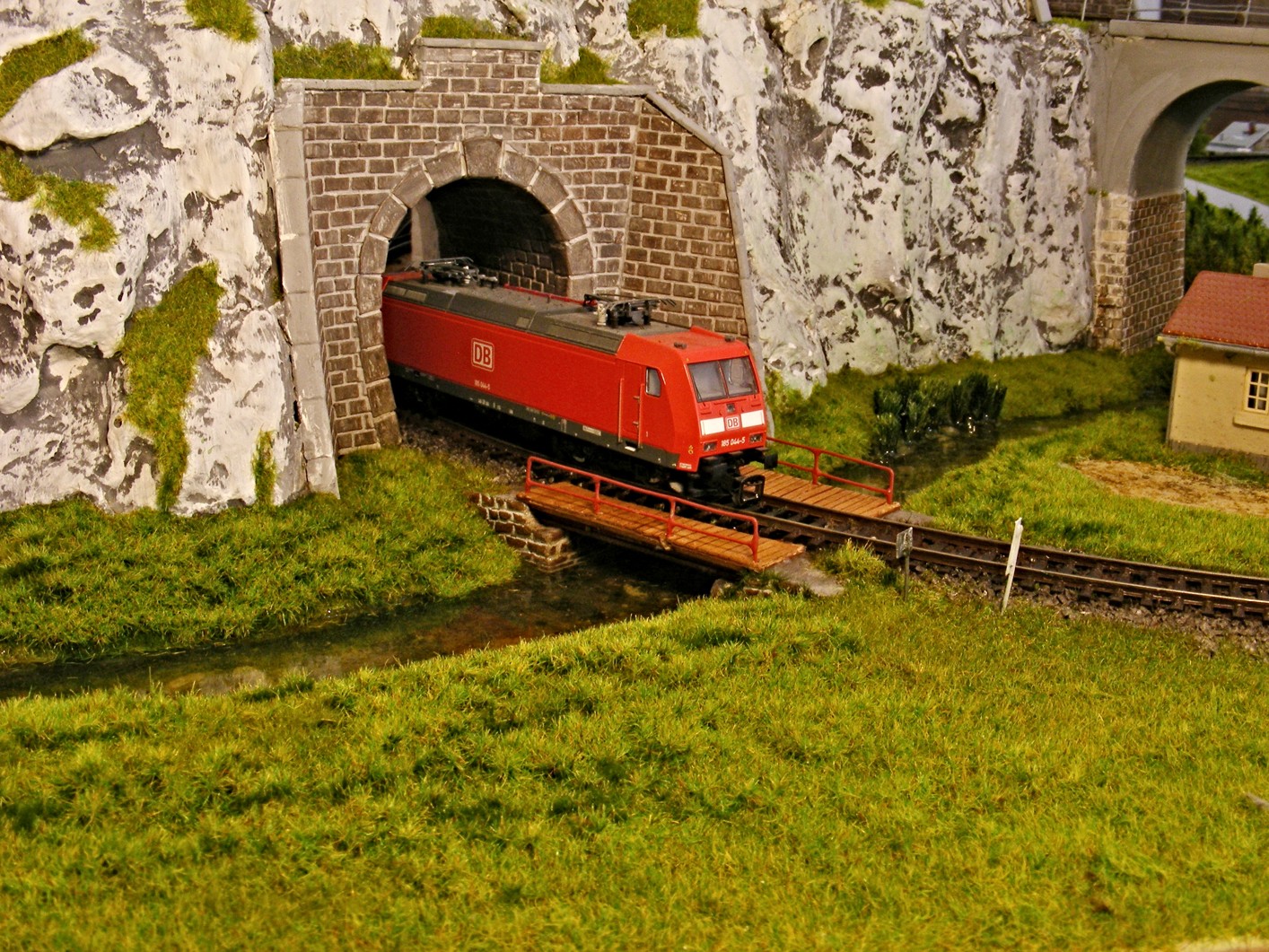 Z tunelu vyjíždí BR 185.